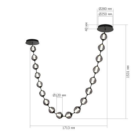 SL6520.403.18 Светильник подвесной ST-Luce черный жемчуг/прозрачно-дымчатый LED 1*90W 4000K HELMI - фото