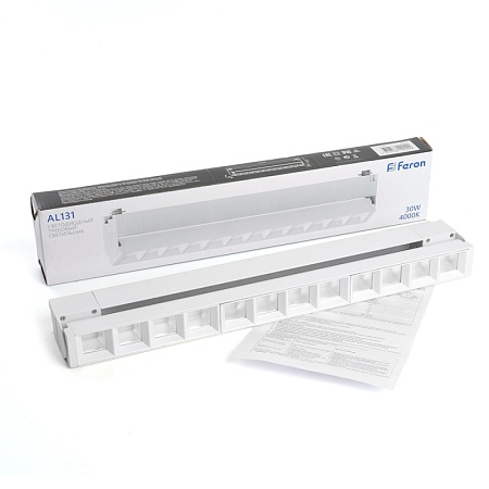 Светодиодный светильник Feron AL131 трековый однофазный на шинопровод 30W 4000K 60 градусов белый серия LensFold - фото