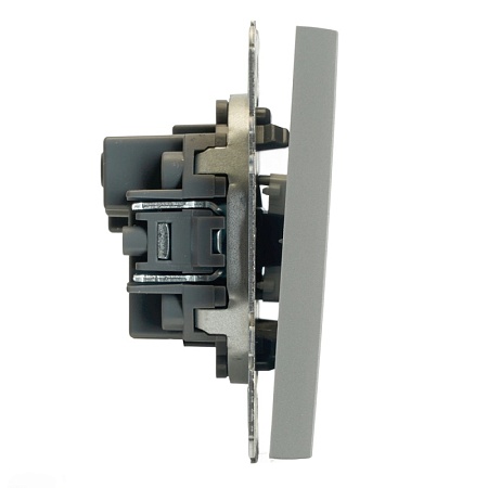 Выключатель 2-клавишный (механизм), STEKKER, 250В, 10А, серия Эмили, RSW10-5104-10, платиново-серый, soft touch - фото