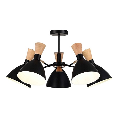 Светильник потолочный Черный/Черный, Светлое дерево, Золотистый E14 5*40W SLE1256-402-05 - фото