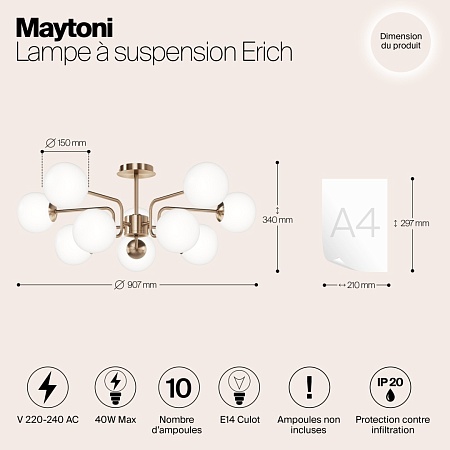 Подвесной светильник Maytoni Erich MOD221PL-10G - фото