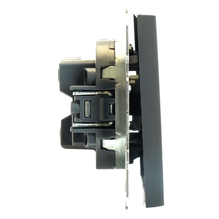 Выключатель 1-клавишный (механизм), STEKKER, 250В, 10А, серия Эмили, RSW10-5103-05, черный уголь, soft touch - фото