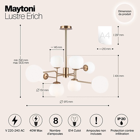 Люстра Maytoni Erich MOD221-PL-08-G - фото