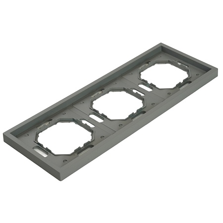 Рамка STEKKER, PFR00-5003-10  3-местная, серия Эмили, платиново-серый, soft touch - фото