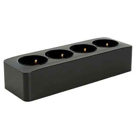 Розетка 4-местная с/з открытой установки, STEKKER, 250В, 16А, IP20, серия София, черный, MST16-14-02 - фото