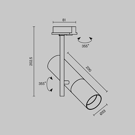 Трековая система Technical встраиваемая однофазная (220 Вольт) чёрная 200x200x200 TS-Z-200-TR005-1-GU10-B