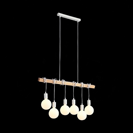 Светильник подвесной Белый, Светлое дерево E27 6*60W SL1142.503.06 - фото