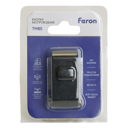 Выключатель беспроводной FERON TM85 SMART, 7мВт, IP65, одноклавишный  soft-touch, черный - фото