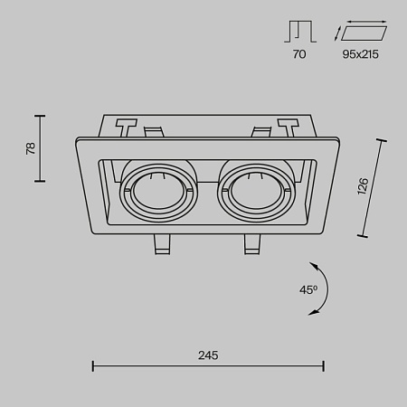 Встраиваемый светильник Technical Metal Modern DL008-2-02-B - фото