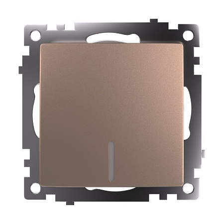 Выключатель 1-клавишный c индикатором (механизм) STEKKER GLS10-7101-02, 250В, 10А, серия Катрин, шампань - фото