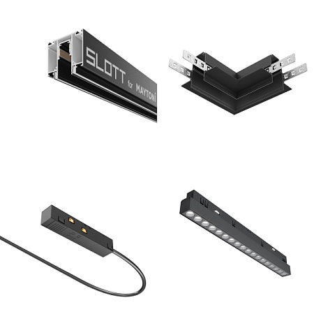 Трековая система Technical магнитная для натяжного потолка чёрная 150x150 TS-R-150-TR031-2-18W3K-B