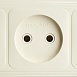 Розетка 1-местная с/з STEKKER, PST16-21-20 (RA 16-133-БЖ), пластик АВС, 250В, 16А, IP20, слоновая кость - фото