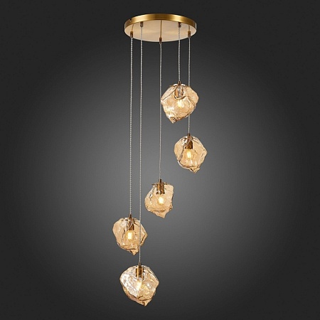 Светильник подвесной ST-Luce Латунь/Янтарный E14 5*40W SL1175.303.05 - фото