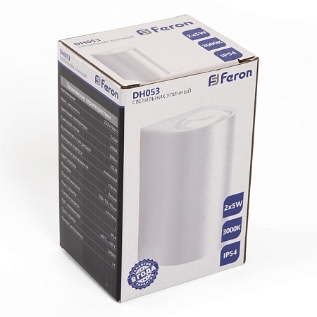 Светильник уличный светодиодный Feron DH053, 2*5W, 800Lm, 3000K, белый - фото