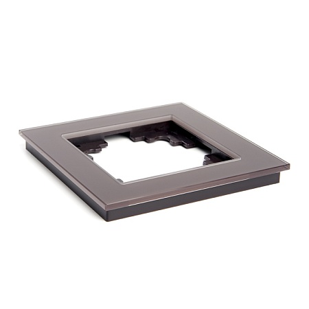 Рамка 1-местная, стекло, STEKKER ,GFR00-7001-04,  серия Катрин, шоколад - фото