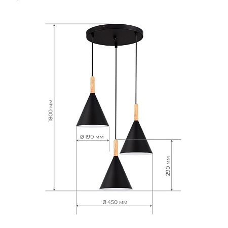 Светильник подвесной Черный/Черный E27 3*40W SLE1255-423-03 - фото