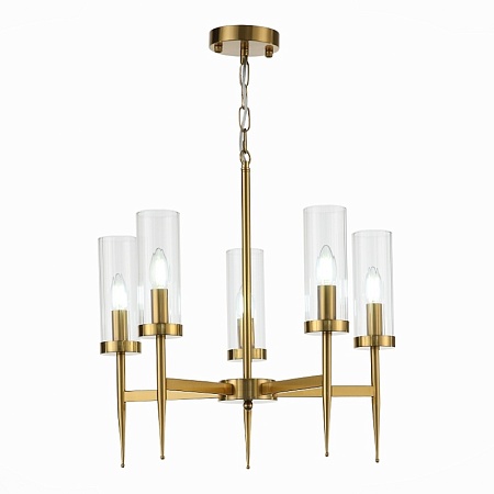 Люстра подвесная ST-Luce Латунь/Латунь, Прозрачный E14 5*60W SL1159.303.05 - фото