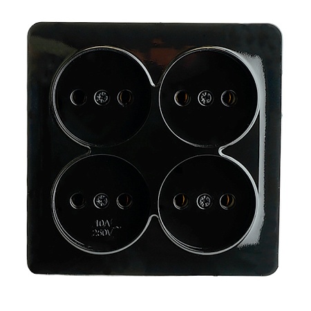 Розетка 4-местная б/з открытой установки, квадрат, STEKKER, 250В, 10А, IP20, серия София, черный, MST10-14S-02 - фото