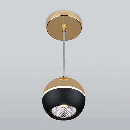 Подвесной светодиодный светильник DLS023 9W 4200K черный/золото Elektrostandard - фото