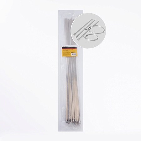 Хомут стальной STEKKER SSCT46-500 4,6х500мм, d пучка max 146мм, нагрузка 55кг, серый, упаковка 25 шт - фото