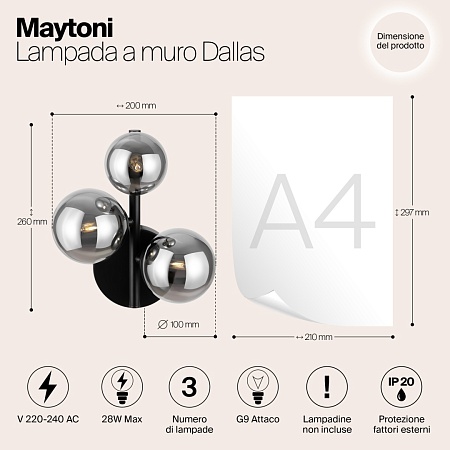 Настенный светильник (бра) Maytoni Dallas MOD545WL-03B - фото