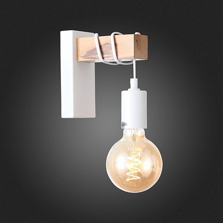 Светильник настенный Белый, Светлое дерево E27 1*60W SL1142.501.01 - фото