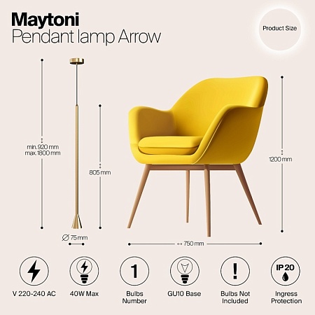 Подвесной светильник Technical Arrow P064PL-01G - фото