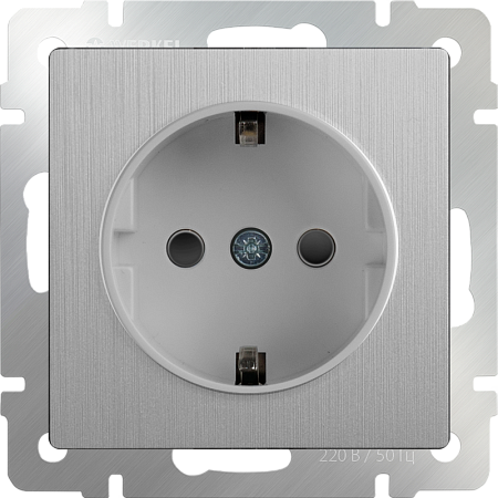 Розетка с заземлением и шторками cеребряный рифленый WL09-SKGS-01-IP44 - фото