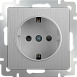 Розетка с заземлением и шторками cеребряный рифленый WL09-SKGS-01-IP44 - фото