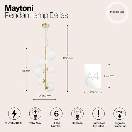 Подвесной светильник Maytoni Dallas MOD545PL-06BS - фото