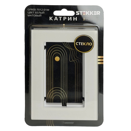 Рамка 2-местная (без перемычки), стекло, STEKKER, GFR00-7012-01, серия Катрин, белый - фото