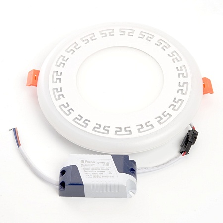 Светодиодный светильник Feron AL2440 встраиваемый 9W 4000K с синей подсветкой, белый - фото