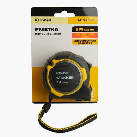 Рулетка, 5 м х 25 мм, магнит, II класс точности, двухстороннее нанесение, STEKKER MTS-85-P - фото