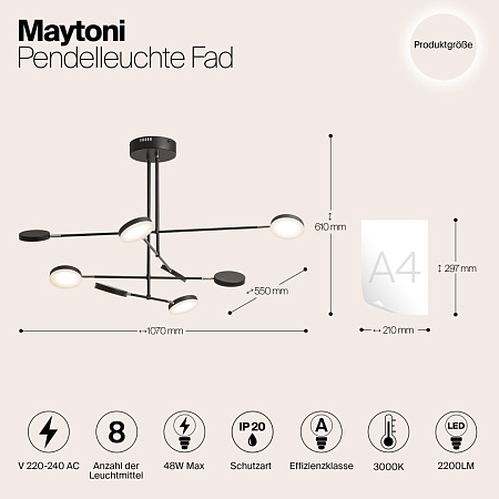 Подвесной светильник Maytoni Fad MOD070PL-L48B3K - фото