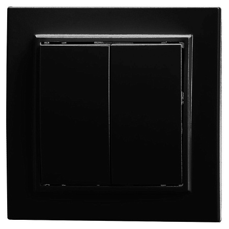 Выключатель 2-клавишный STEKKER, PSW10-9004-03, 250V, 10А, серия Эрна, черный - фото