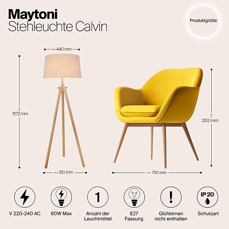 Напольный светильник (торшер) Maytoni Calvin Z177-FL-01-BR - фото