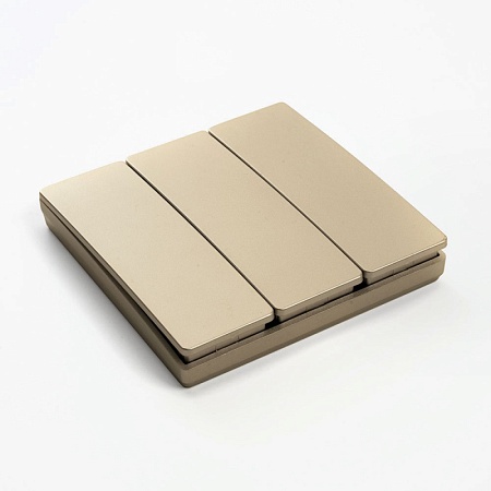 Выключатель беспроводной FERON TM83, 7мВт, IP20, трехклавишный, золото - фото