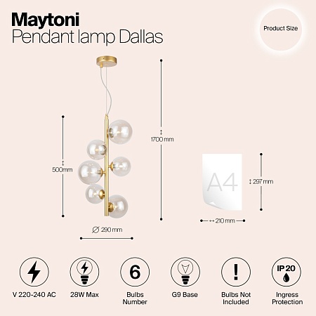 Подвесной светильник Maytoni Dallas MOD545PL-06G - фото