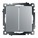 Выключатель 2-клавишный (механизм), STEKKER GLS10-7104-03, 250V, 10А, серия Катрин, серебро - фото