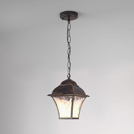 Уличный подвесной светильник Apus H черное золото IP33 GL 1009H Elektrostandard - фото