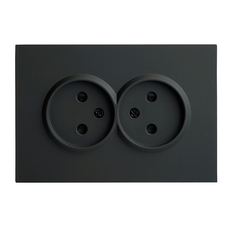 Розетка 2-местная с защитной шторкой, STEKKER,  б/з, 250В, 16А, серия Эмили, RST16-5116-05, черный уголь, soft touch - фото