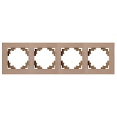 Рамка 4-местная, металл, STEKKER, MFR00-7004-02, серия Катрин, шампань