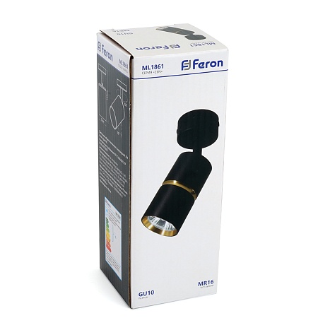 Светильник Feron ML1861 ZEN настенно-потолочный под лампу GU10, чёрный, золото - фото