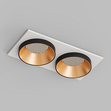 DK2422-GD Встраиваемый светильник, IP 20, 50 Вт, GU10, черный/золотой, алюминий - фото