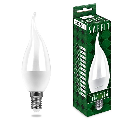 Лампа светодиодная SAFFIT SBC3711 Свеча на ветру E14 11W 230V 4000K - фото