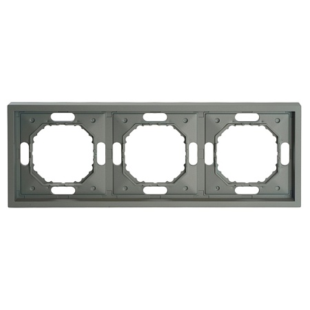 Рамка STEKKER, PFR00-5003-10  3-местная, серия Эмили, платиново-серый, soft touch - фото