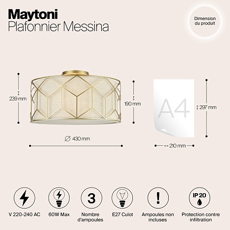 Потолочный светильник Maytoni Messina H223-PL-03-G - фото