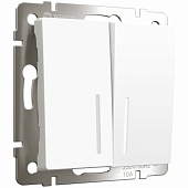 Выключатель двухклавишный с подсветкой белый матовый W1120161