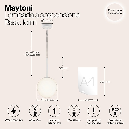 Подвесной светильник Maytoni Basic form MOD321PL-01W1 - фото