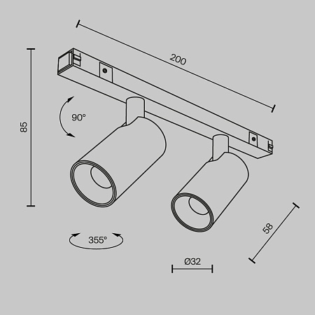 Трековый светильник Technical Focus Duo TR176-1-2X5WTW-M-B - фото